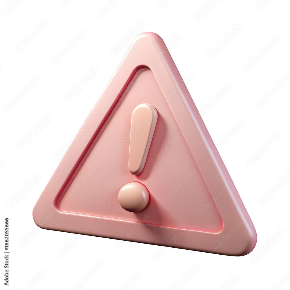 Poster 3d warning sign with exclamation mark isolated on transparent background