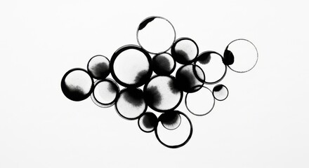 Fototapeta premium Abstract monochrome composition of overlapping circles with gradient fills on a white background, evocative of cellular structures