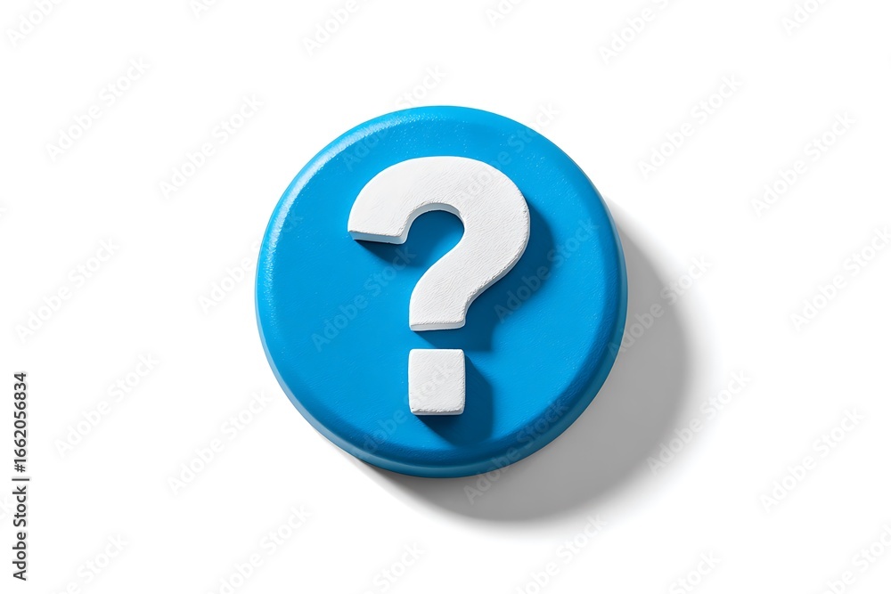 Aufkleber question mark icon on blue circle for web ui design