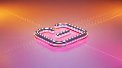 Shiny metallic symbol with pink and orange gradient