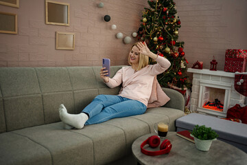 Joyful holiday moments captured during a cozy virtual celebration with Christmas decor and a cheerful atmosphere