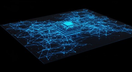 Abstract representation of network connections and data flow within a central processing unit