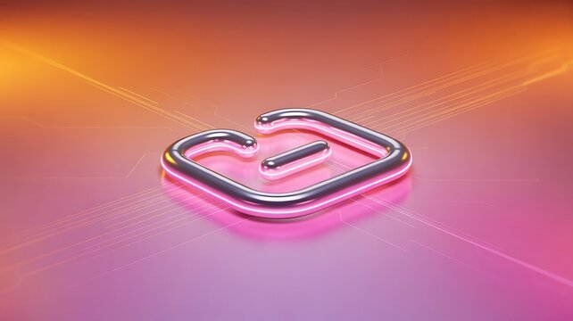 Shiny metallic symbol with pink and orange gradient