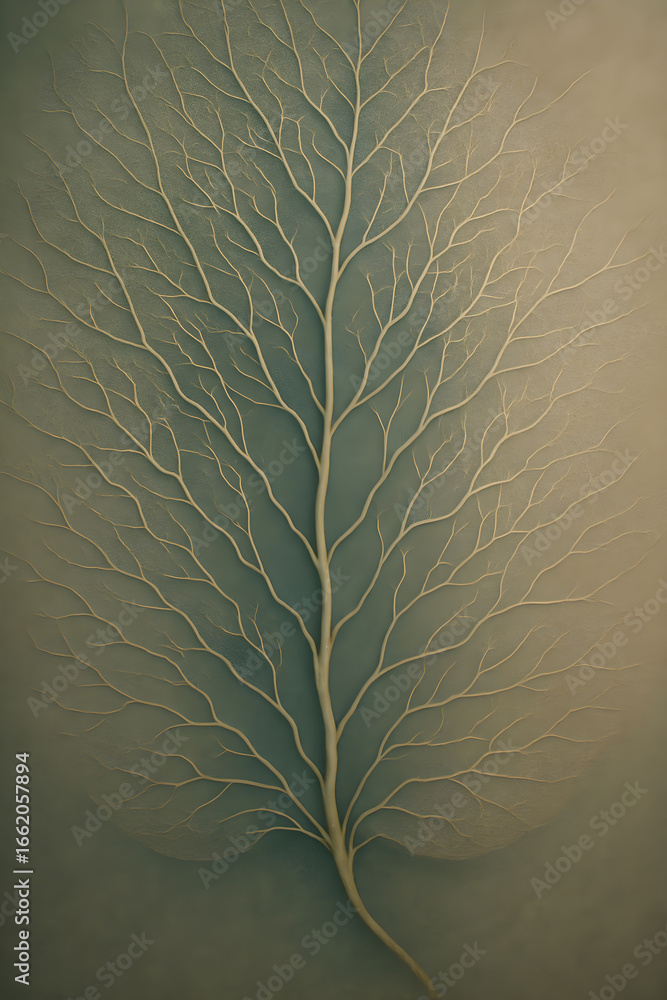 Poster a leafy tree branch with a lot of dots on it