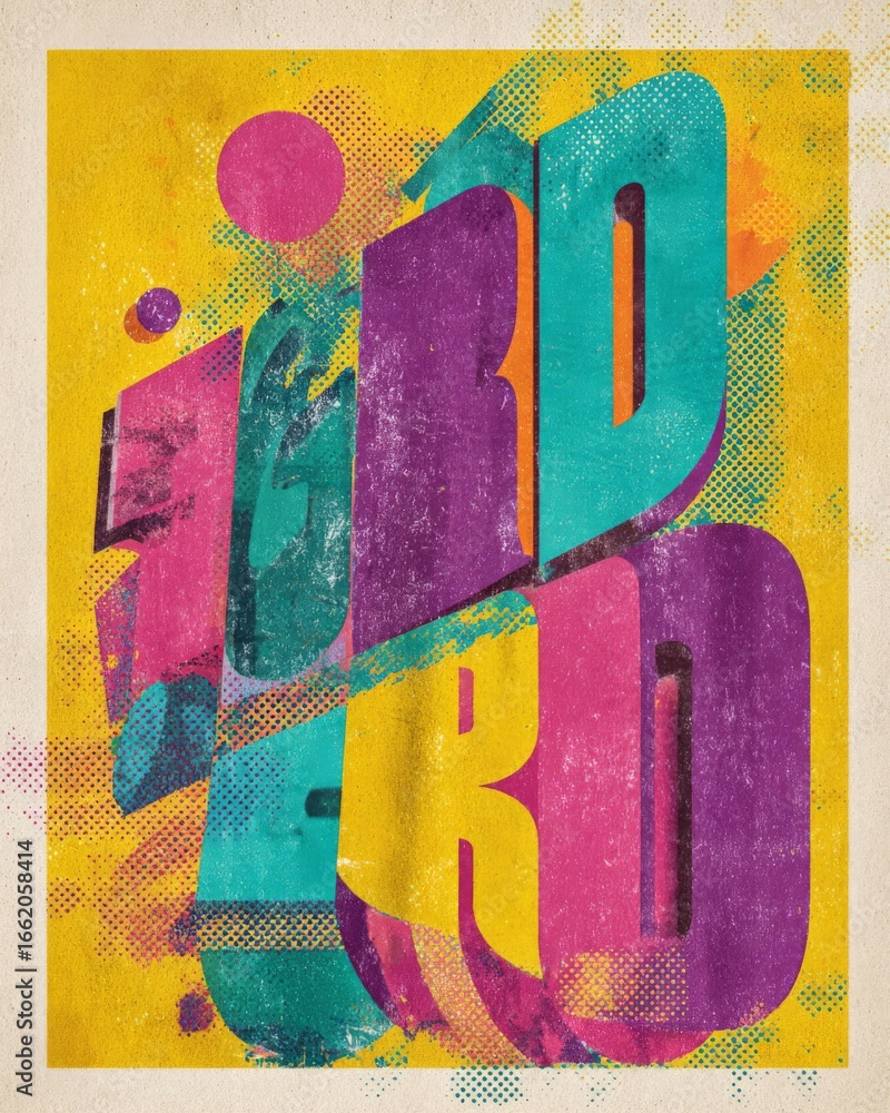Poster vintage retro poster with vibrant typography and halftone patterns for nostalgic design projects