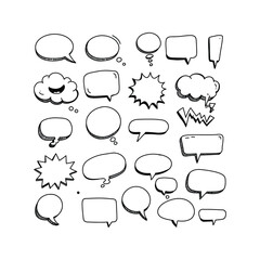 Handdrawn speech bubbles comic book text bubbles dialogue boxes blank templates