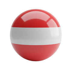Obraz premium Austria Flag Sphere 3D Icon On Isolated Transparent Background