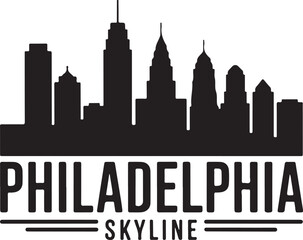 Obraz premium Philadelphia Skyline Vector Silhouette | Black and White Minimal Design