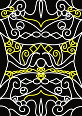 Black and yellow symmetrical graphic pattern
Symmetrical graphic design in black and yellow with a mysterious look.