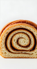 Fototapeta premium A close-up shot of a fresh and delicious cinnamon roll, showcasing its spiral layers and warm, inviting colors. The baked treat looks incredibly tempting.