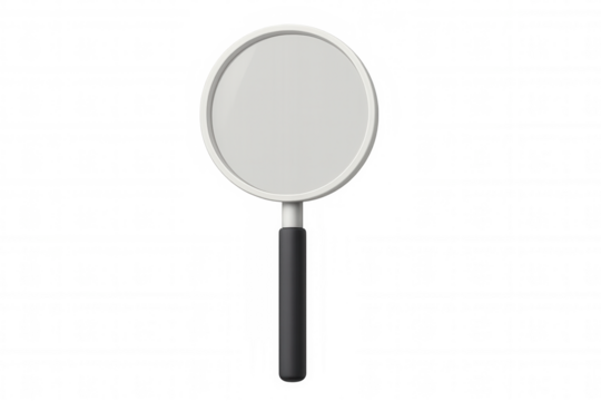 Transparent 3d magnifying glass hovering, providing clear visual emphasis and seamless design integration for digital projects