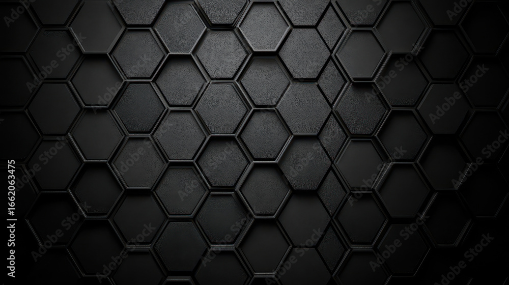 Aufkleber dark metallic hexagonal background with textured hexagons, abstract futuristic technology design wit
