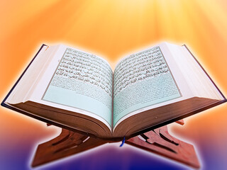 Fototapeta premium holy quran book opened from centre with holy text