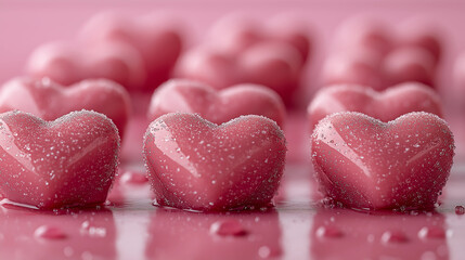 Obraz premium Heart-shaped candies with sugar crystals, perfect for Valentine's Day.