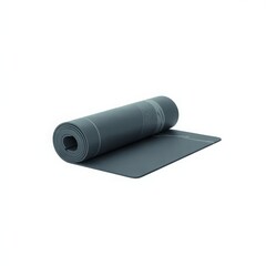 Dark grey rolled yoga mat with textured band exercise
