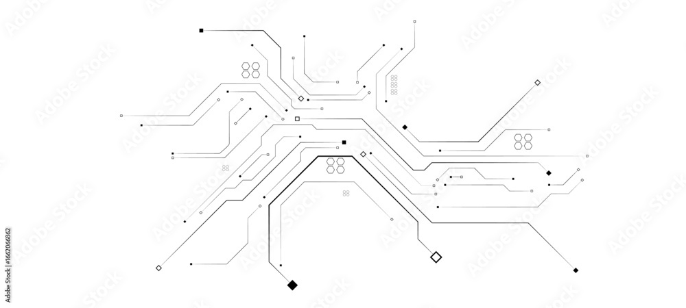 Aufkleber abstract grey circuit line technology pattern on white background, futuristic vector illustration of