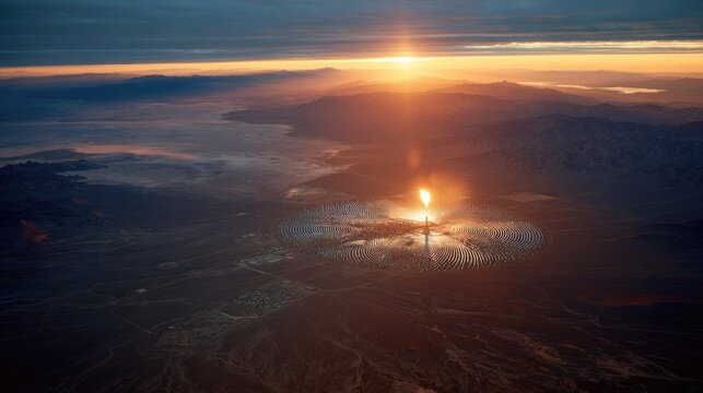 desert sunset solar power plant - Powered by Adobe