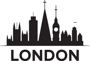 London Skyline Vector Silhouette | Black and White Minimal Design
