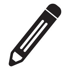 Pencil black and white flat vector icon design. Pencil symbol and glyph
