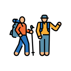 hiking color line icon for digital and print projects.
