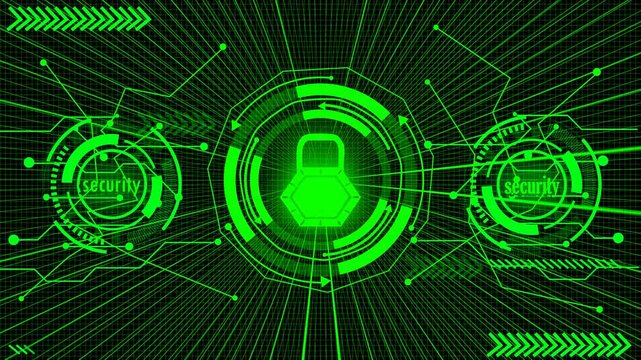 The Futuristic Digital Illustration Showcasing A Cyber Technology Interface. At The Center, The Glowing Is Encircled By Neon Concentric Rings, Resembling A Head Up Display HUD.