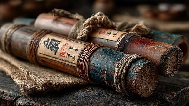 Wooden bamboo rain stick with rustic elegance high resolution picture