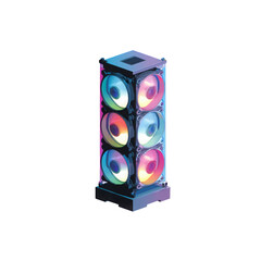 RGB Computer Cooling System - Vertical Stack of Colorful Fans