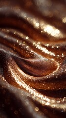 Close-up of luxurious golden fabric with shimmering bokeh, creating a warm, sparkling texture ideal for festive and elegant themes.