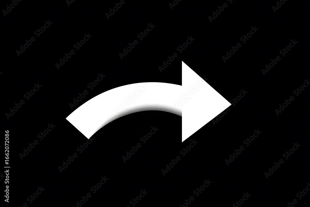 Poster white curved arrow for website and app logo design
