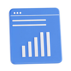 Modern 3d blue digital data analytics chart and graph user interface window
