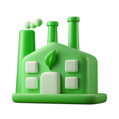 Eco-friendly green factory icon symbolizing sustainable industry and environmental protection