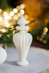 Eco-friendly, unique, luxurious handmade beautifully shaped soy wax candle in the vintage room, Christmas gift