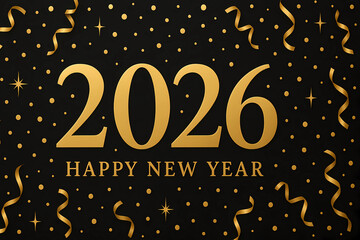 New Year and Christmas 2026 card. 2026 numbers on a festive background and confetti