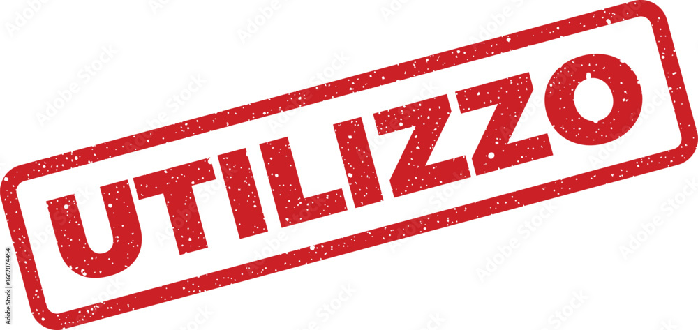 Poster rectangular italian stamp saying utilizzo showing textured, grunge effect for use in design
