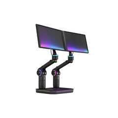 Dual Monitor Workstation with Ergonomic Adjustable Arms and RGB Lighting