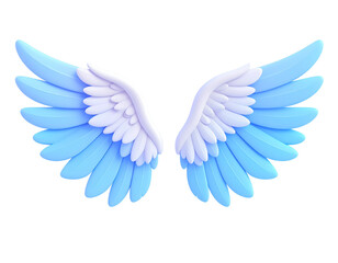 Fototapeta premium A charming pair of light blue and white stylized wings with a soft, fluffy appearance, perfect for magical themes.