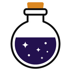 Obraz premium Magic potion bottle with sparkling purple liquid, spooky Halloween witchcraft design