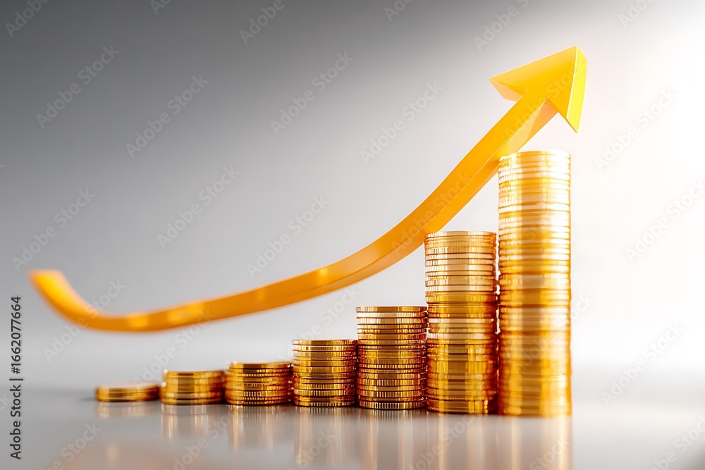 Poster yellow arrow graph for digital website logo design