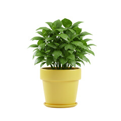 Fototapeta premium 3D Rendered Potted Plant with Lush Green Foliage in a Yellow Pot