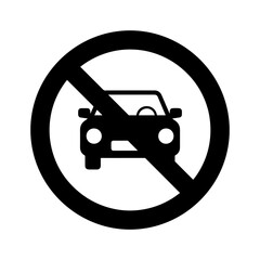 No car sign black and white vector illustration traffic symbol prohibiting automobiles entry or parking here