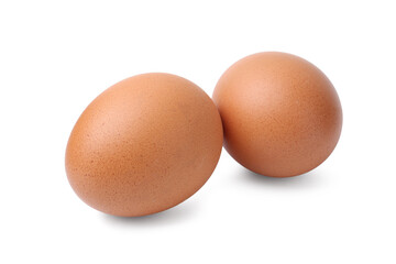 Two raw chicken eggs isolated on white