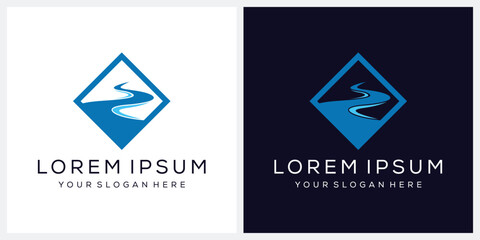 minimalist river creek logo design template