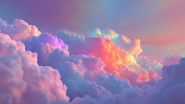 Ethereal sky with vibrant pastel clouds in pink, purple, and orange hues