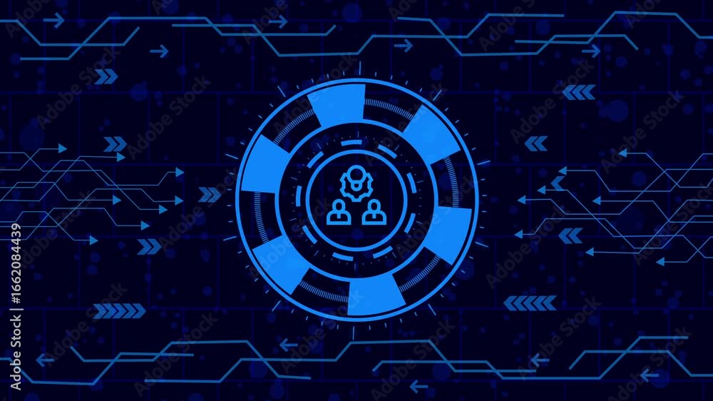 Wall mural publick relationship control concept,abstract technology background with a glowing hud interface, fe