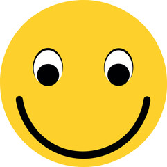 Classic Yellow Smiley Face with Black Eyes and Curved Mouth Illustration