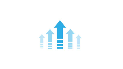 A PNG, Blue Arrows Pointing Upward Representing Business Growth, Success, Progress and Achievement. Ideal for Finance, Analytics, Leadership  and Corporate Development Themes.