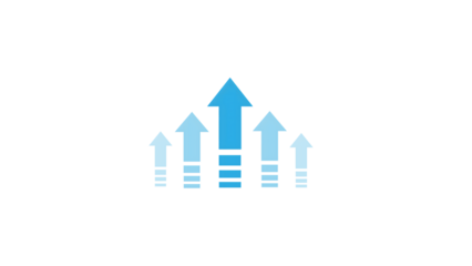 A PNG, Blue Arrows Pointing Upward Representing Business Growth, Success, Progress and Achievement. Ideal for Finance, Analytics, Leadership  and Corporate Development Themes.