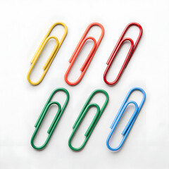 Paper clips set isolated on white background with metallic texture minimal clean design