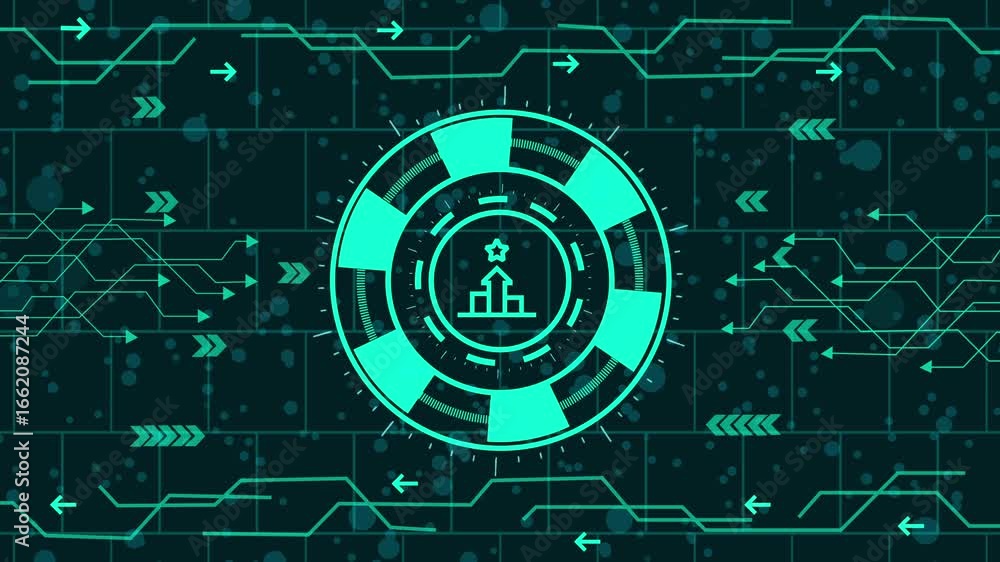Wall mural futuristic interface concept with glowing hud elements, abstract technology background with circuit 