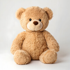 Fototapeta premium Teddy bear isolated on white background with soft fur plush design and realistic detailed texture